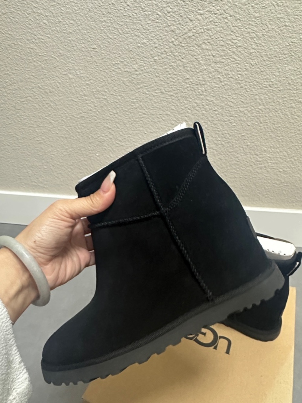 UGG Black Wedge Ankle Boots - Picture 2 of 4